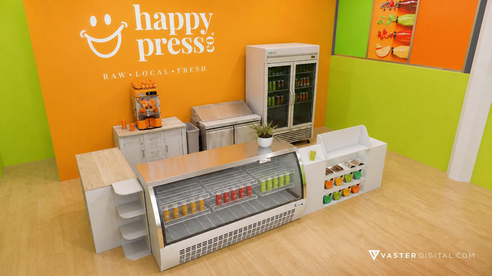 Happy Press Co. 3D render showing a second interior angle